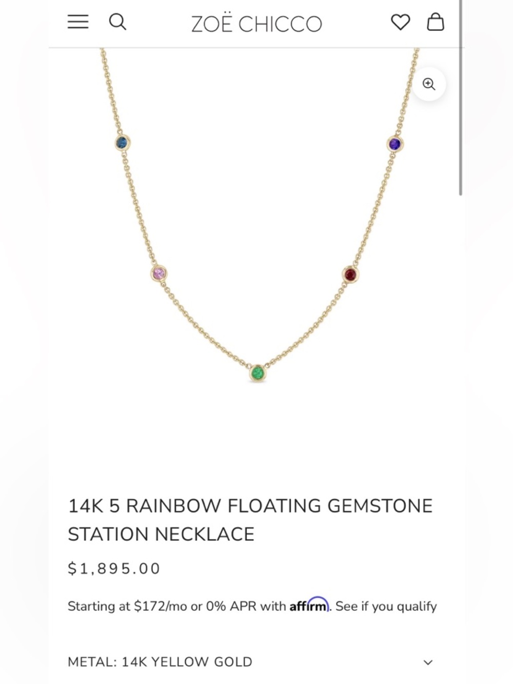 Zoe Chicco 14K Yellow Gold Rainbow Gemstone Station Necklace - Multicolor